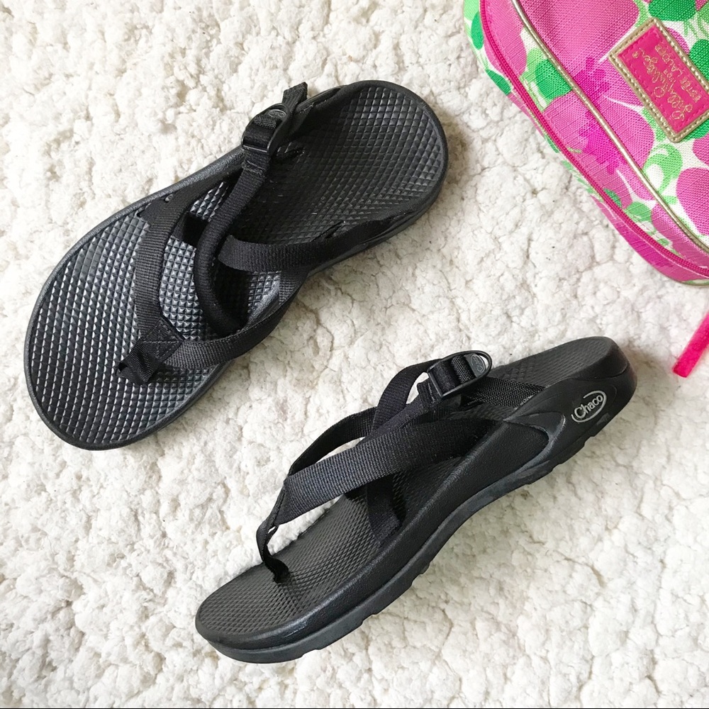 Chaco:Black Hip Thong 2 Ecotread Sandals Sz 8W